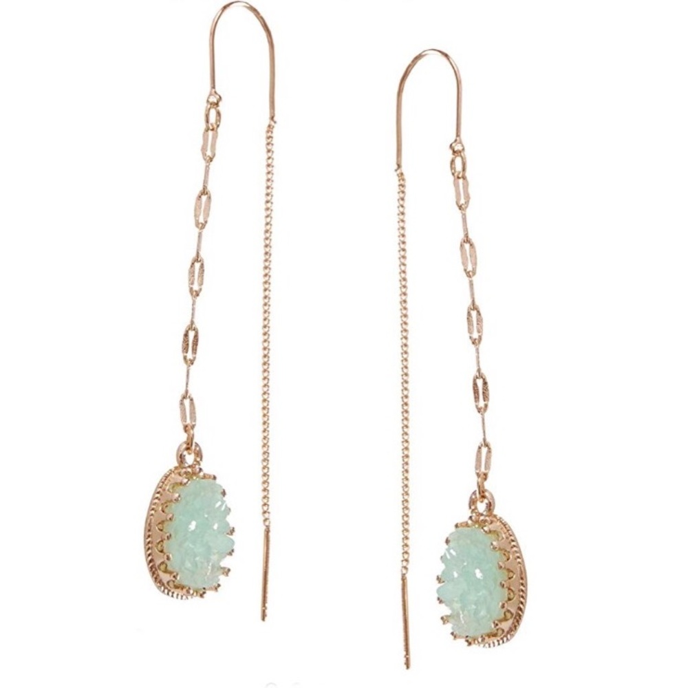 Chain Bar Threaders - Gold-Tone Drop Earrings - Picture 3 of 8